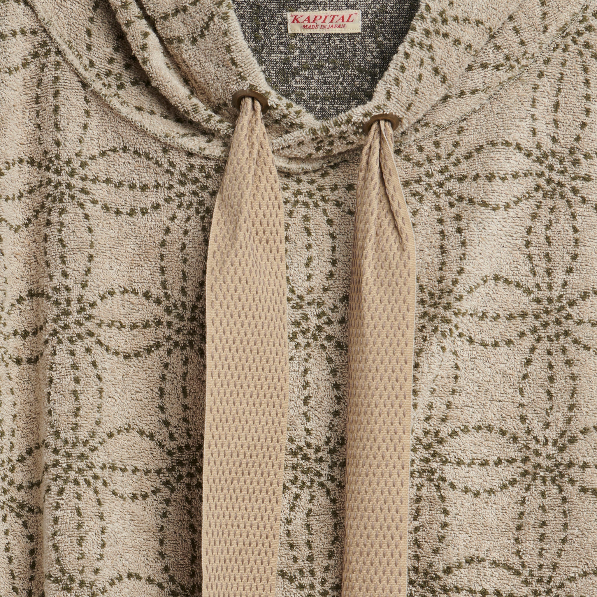 
                          Irago Pile Sashiko Namazu Hoodie Sweatshirt - Ecru/Khaki - Kapital - STAG Provisions - W - Tops - L/S Fleece
                        