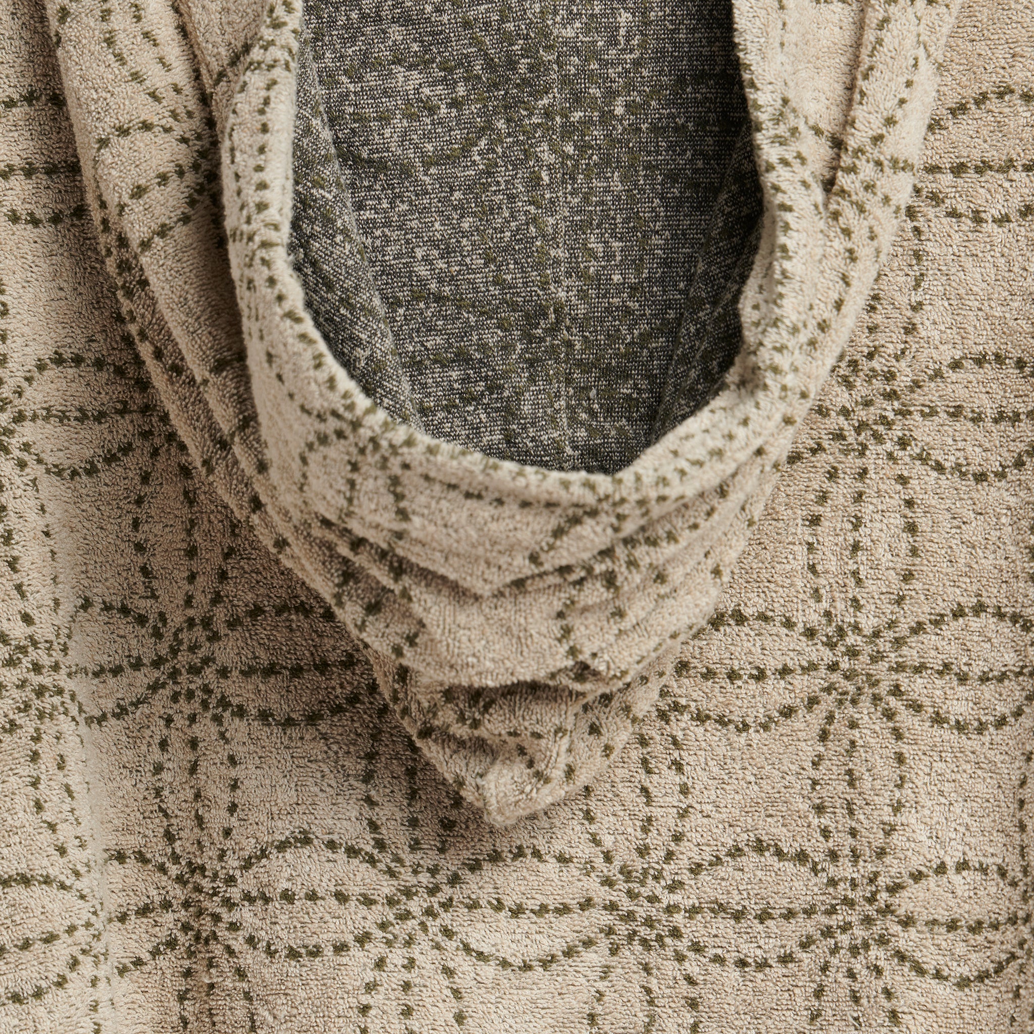 
                          Irago Pile Sashiko Namazu Hoodie Sweatshirt - Ecru/Khaki - Kapital - STAG Provisions - W - Tops - L/S Fleece
                        