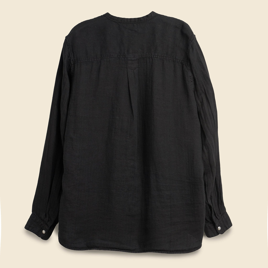 Gauze Linen Herringbone Penny Shirt - Black