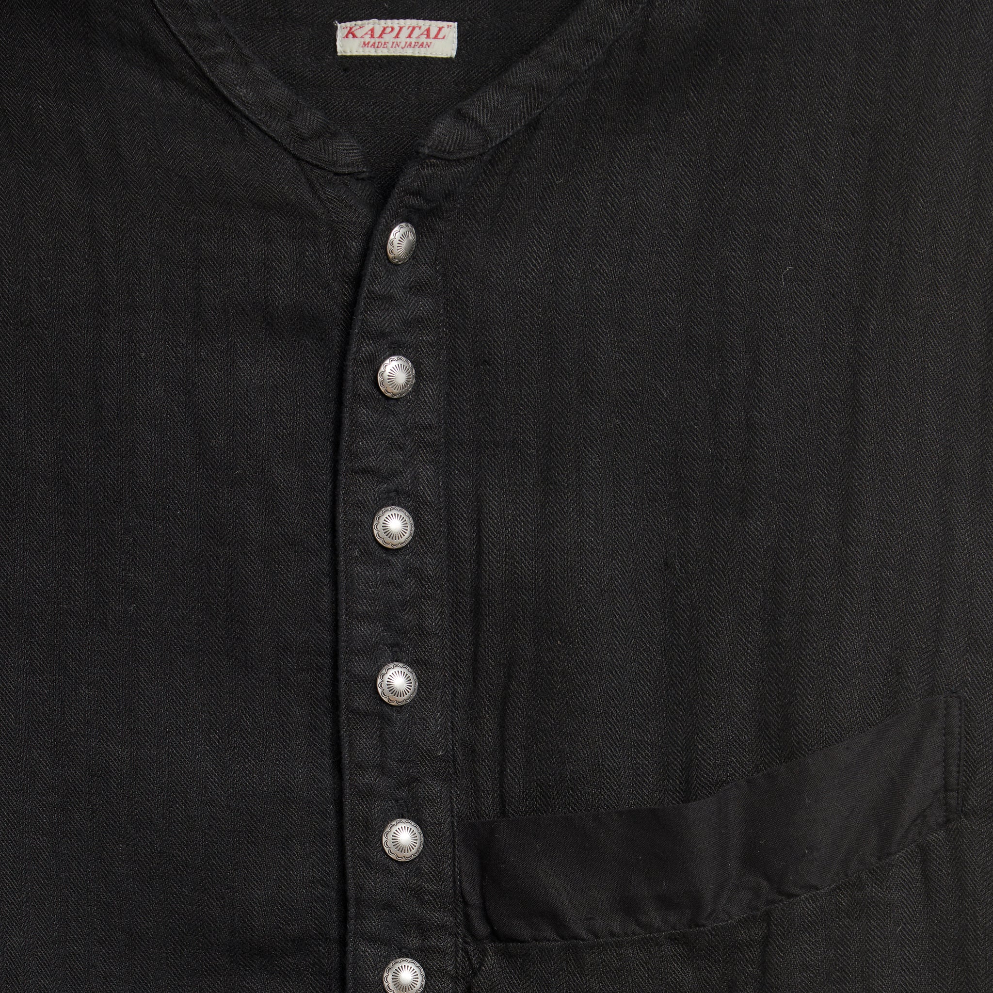 
                          Gauze Linen Herringbone Penny Shirt - Black - Kapital - STAG Provisions - W - Tops - L/S Woven
                        