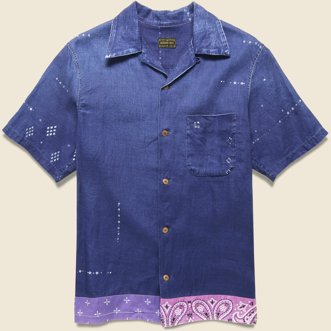 Kapital French Cloth Linen Bandana Aloha Shirt - Indigo