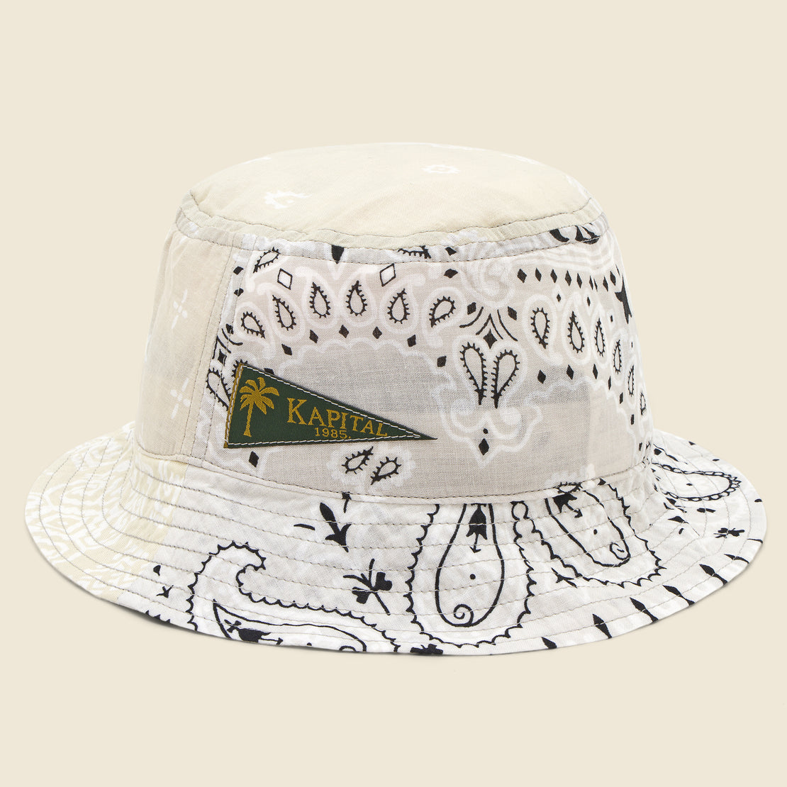Kapital Bandana Patchwork Short Brim Bucket Hat - White