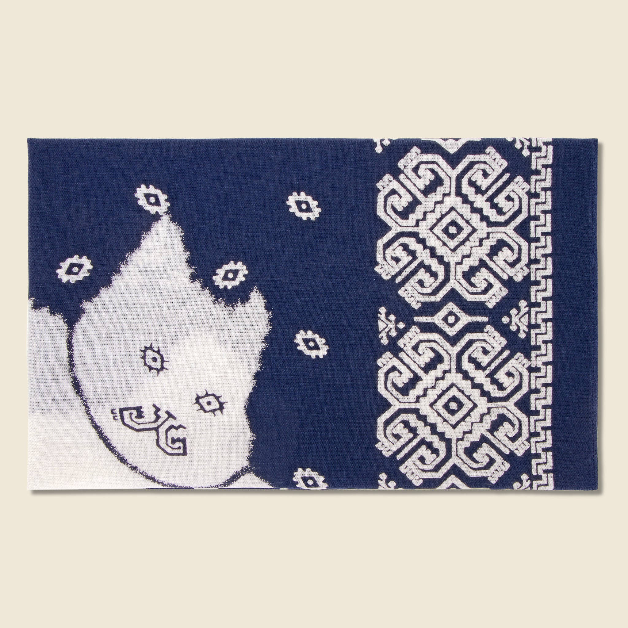 
                          Lightning Dance Cat Selvedge Bandana - Navy - Kapital - STAG Provisions - W - Accessories - Scarf
                        