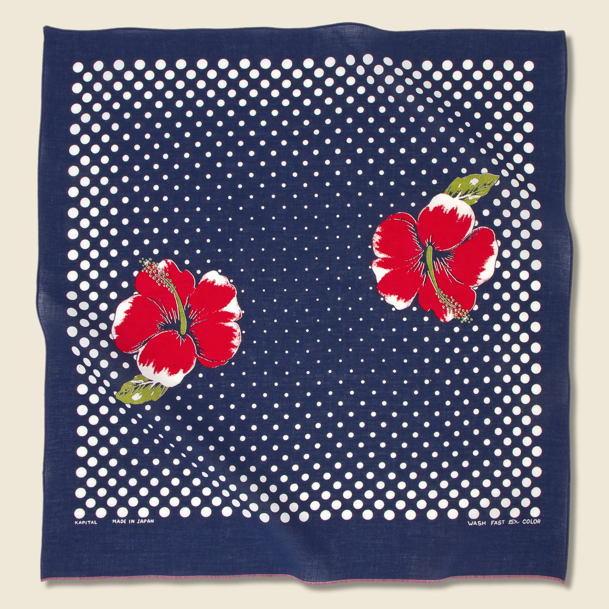 Coco Hibiscus Selvedge Bandana - Navy - Kapital - STAG Provisions - Accessories - Bandanas