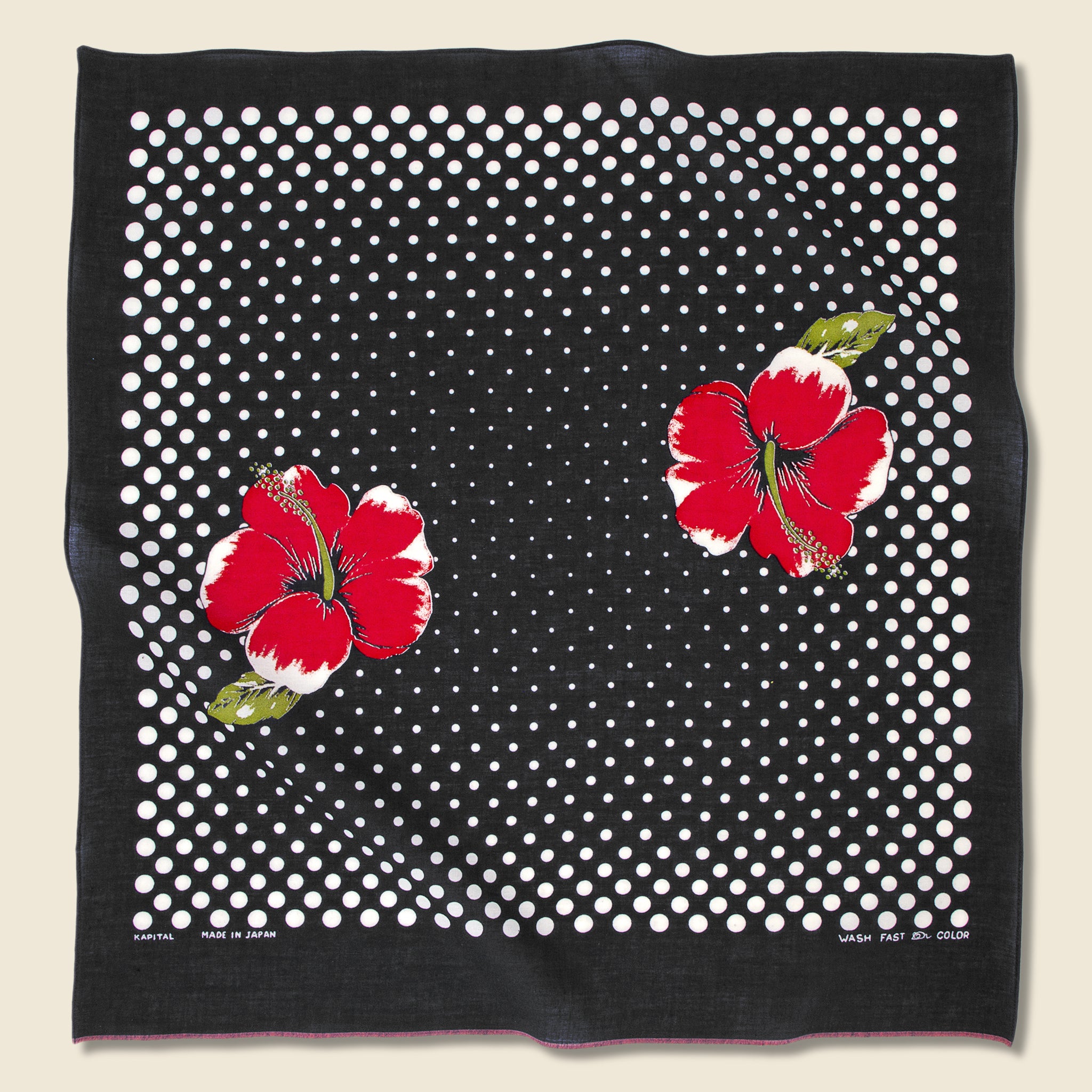 Coco Hibiscus Selvedge Bandana - Black - Kapital - STAG Provisions - Accessories - Bandanas