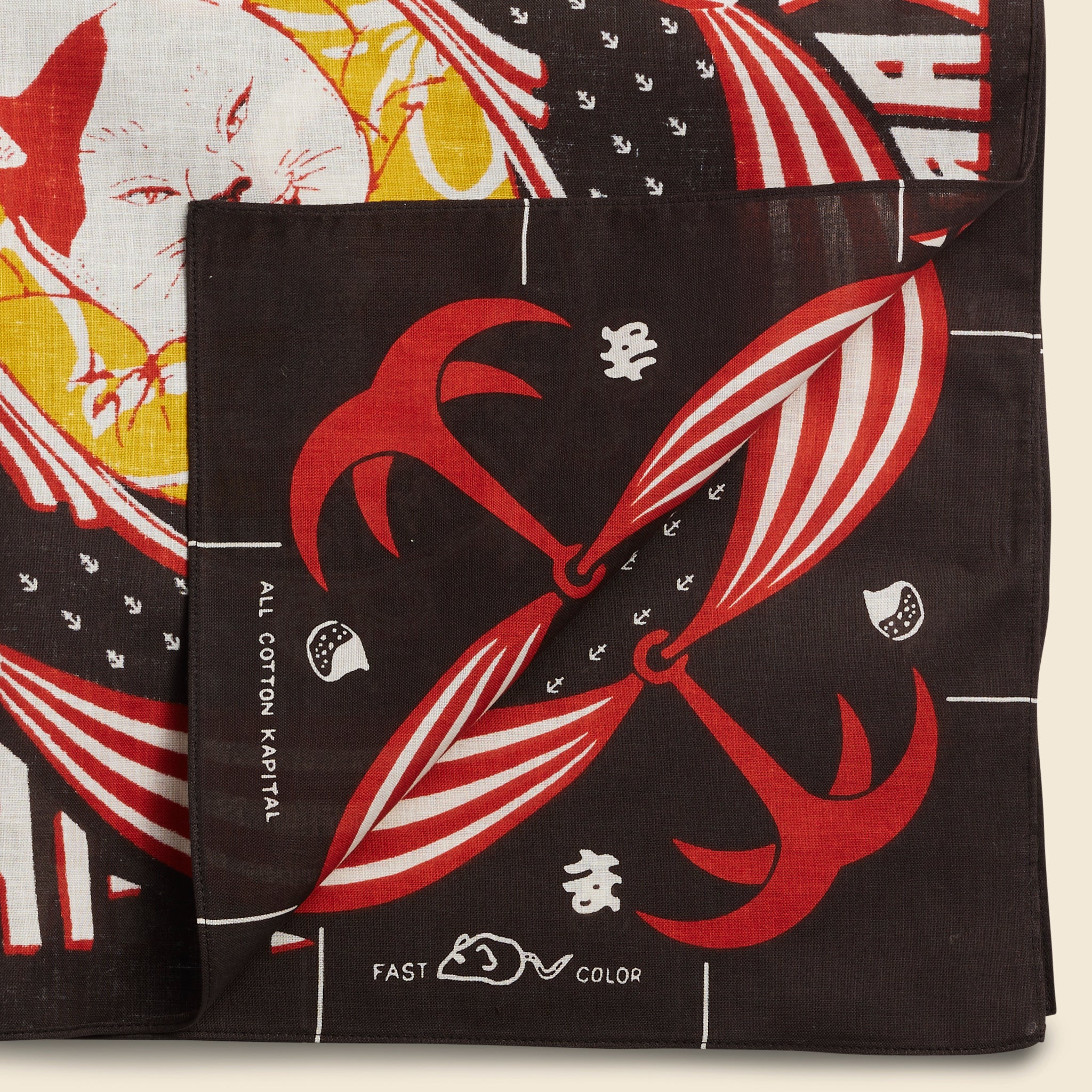 
                          Ikarimakuri &quot;Pissed Off&quot; Bandana - Ice Black - Kapital - STAG Provisions - W - Accessories - Scarf
                        