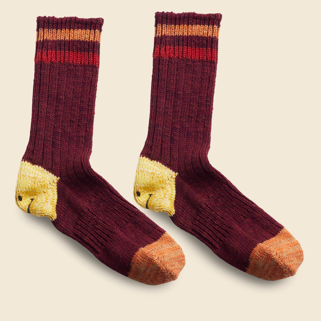 60 Yarns Grandrelle Ivy Smilie Heel Socks - Burgundy - Kapital - STAG Provisions - W - Accessories - Socks