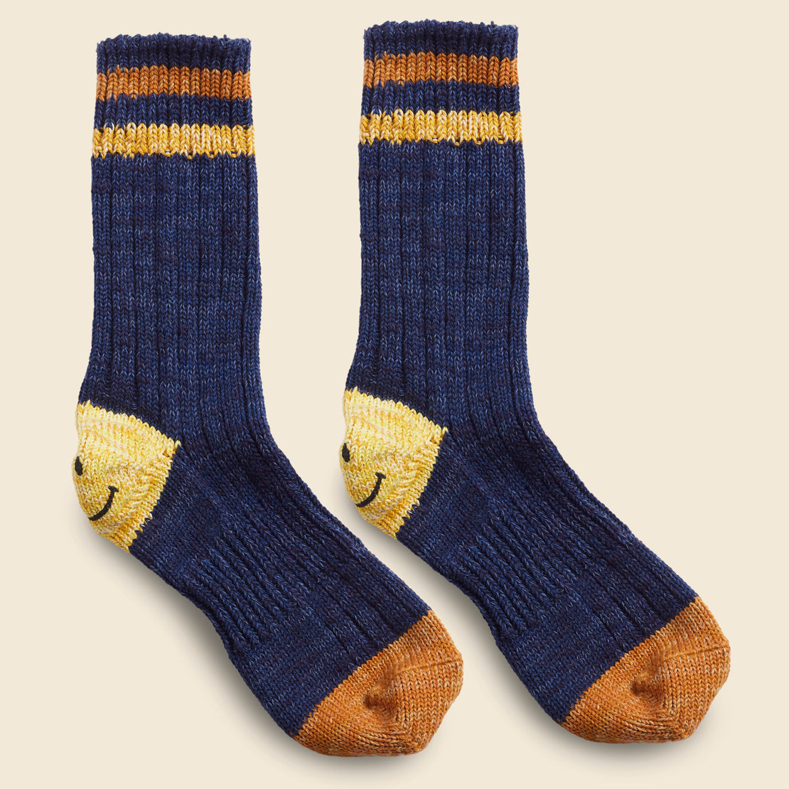 60 Yarns Grandrelle Ivy Smilie Heel Socks - Navy - Kapital - STAG Provisions - W - Accessories - Socks
