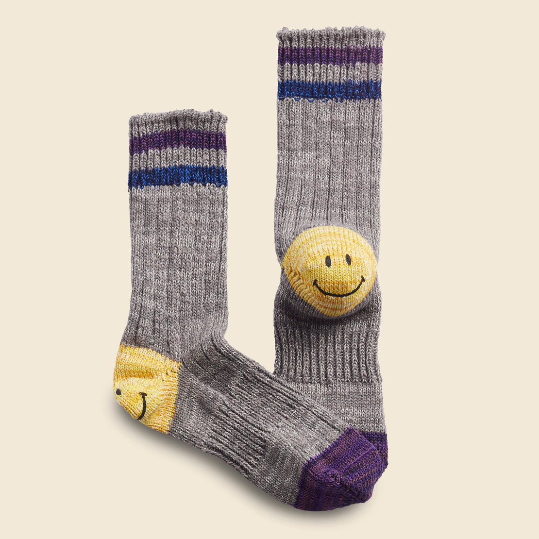 60 Yarns Grandrelle Ivy Smilie Heel Socks - Grey - Kapital - STAG Provisions - W - Accessories - Socks