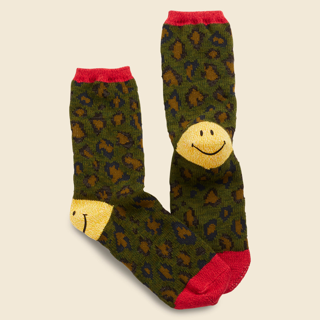 84 Yarns Heel Smilie Leopard Socks - Green - Kapital - STAG Provisions - W - Accessories - Socks