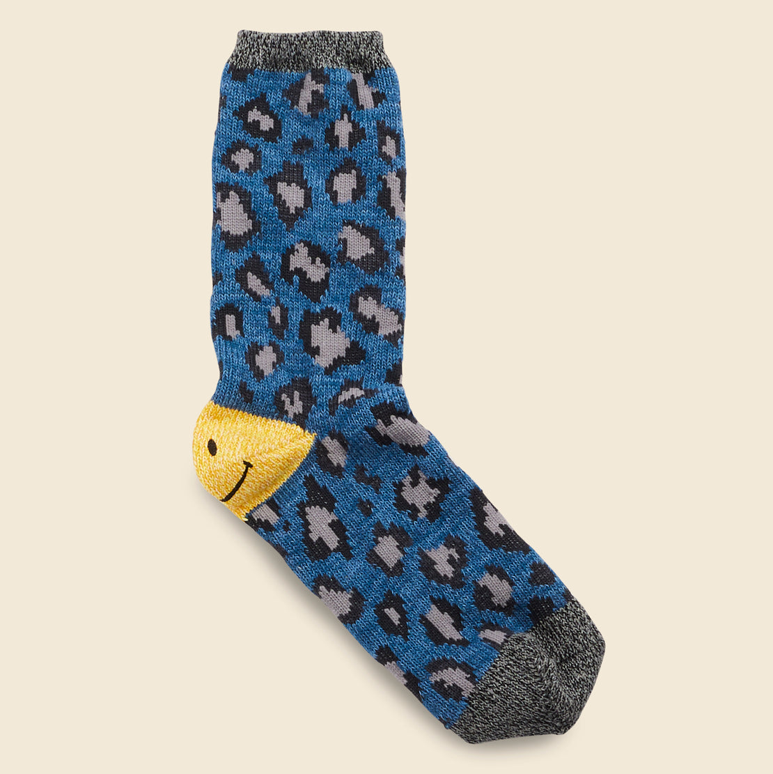 Kapital 84 Yarns Heel Smilie Leopard Socks - Blue