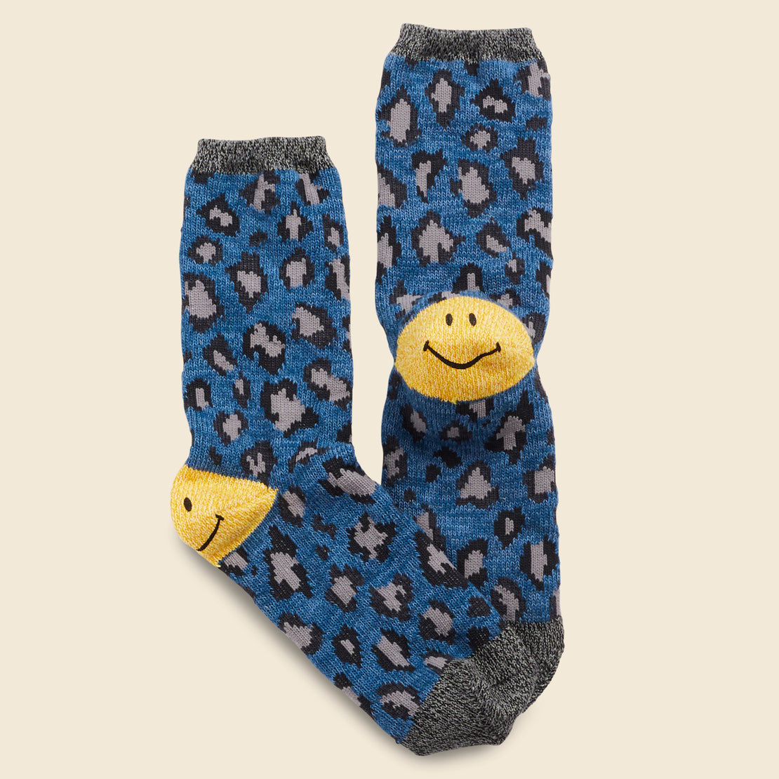 84 Yarns Heel Smilie Leopard Socks - Blue - Kapital - STAG Provisions - W - Accessories - Socks