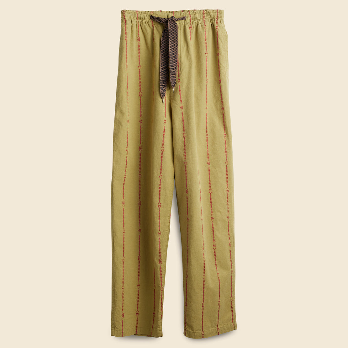 Kapital Cotton Linen Siam Stripe Easy Pants - Light Khaki