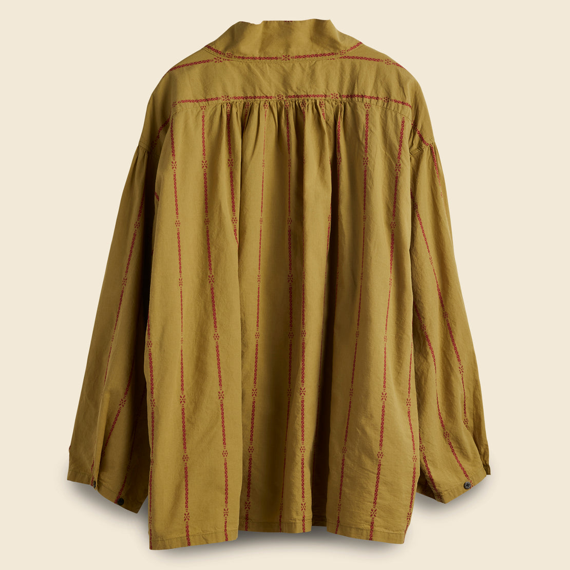 Cotton Linen Siam Stripe Kenka Shirt - Light Khaki