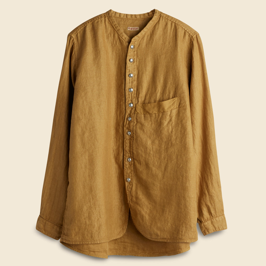 Kapital Gauze Linen Herringbone Penny Shirt - Gold