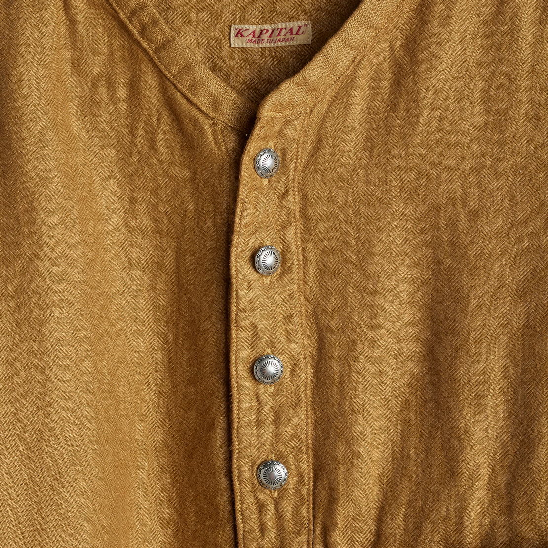 Gauze Linen Herringbone Penny Shirt - Gold