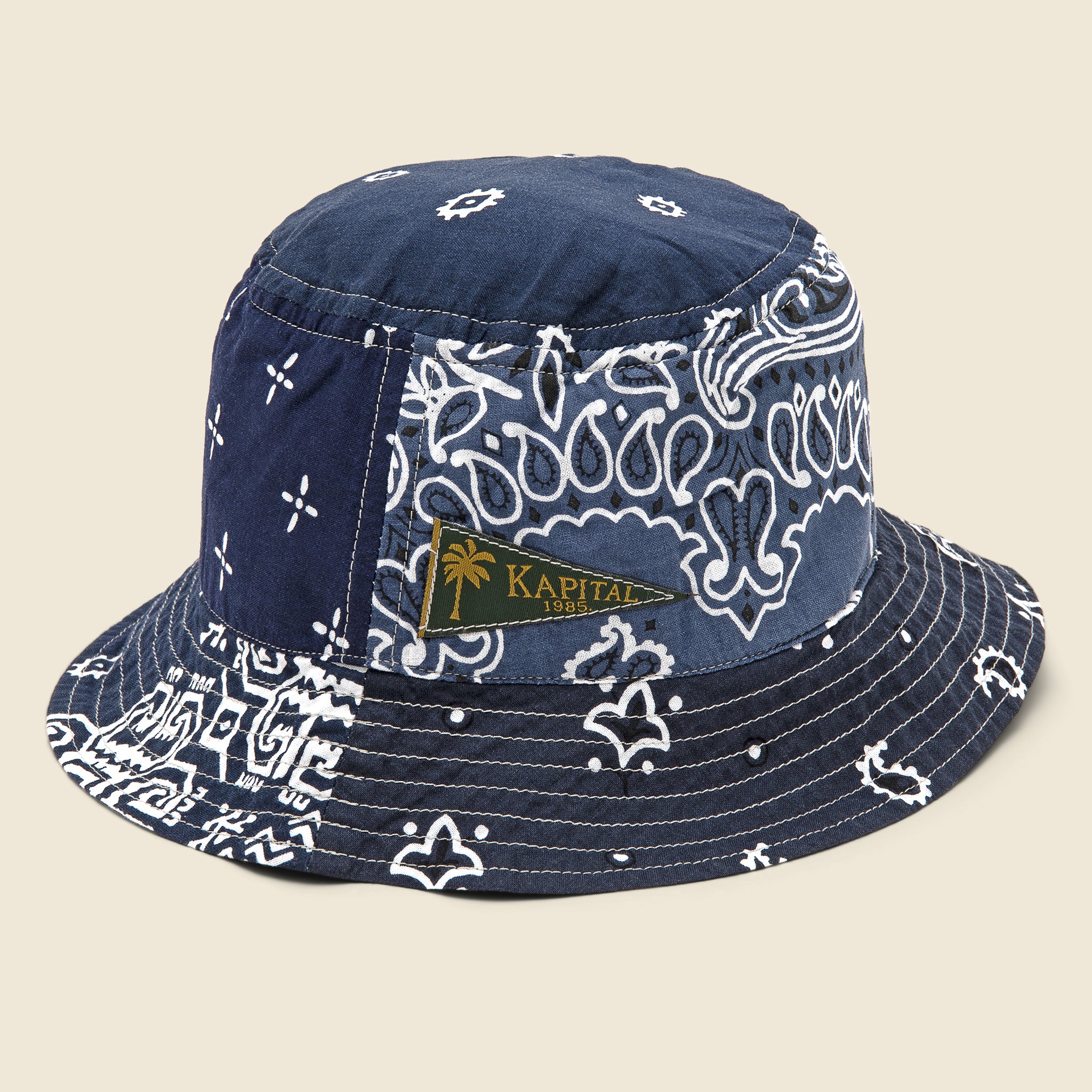 Bandana Patchwork Short Brim Bucket Hat - Purple/Navy - Kapital - STAG Provisions - Accessories - Hats