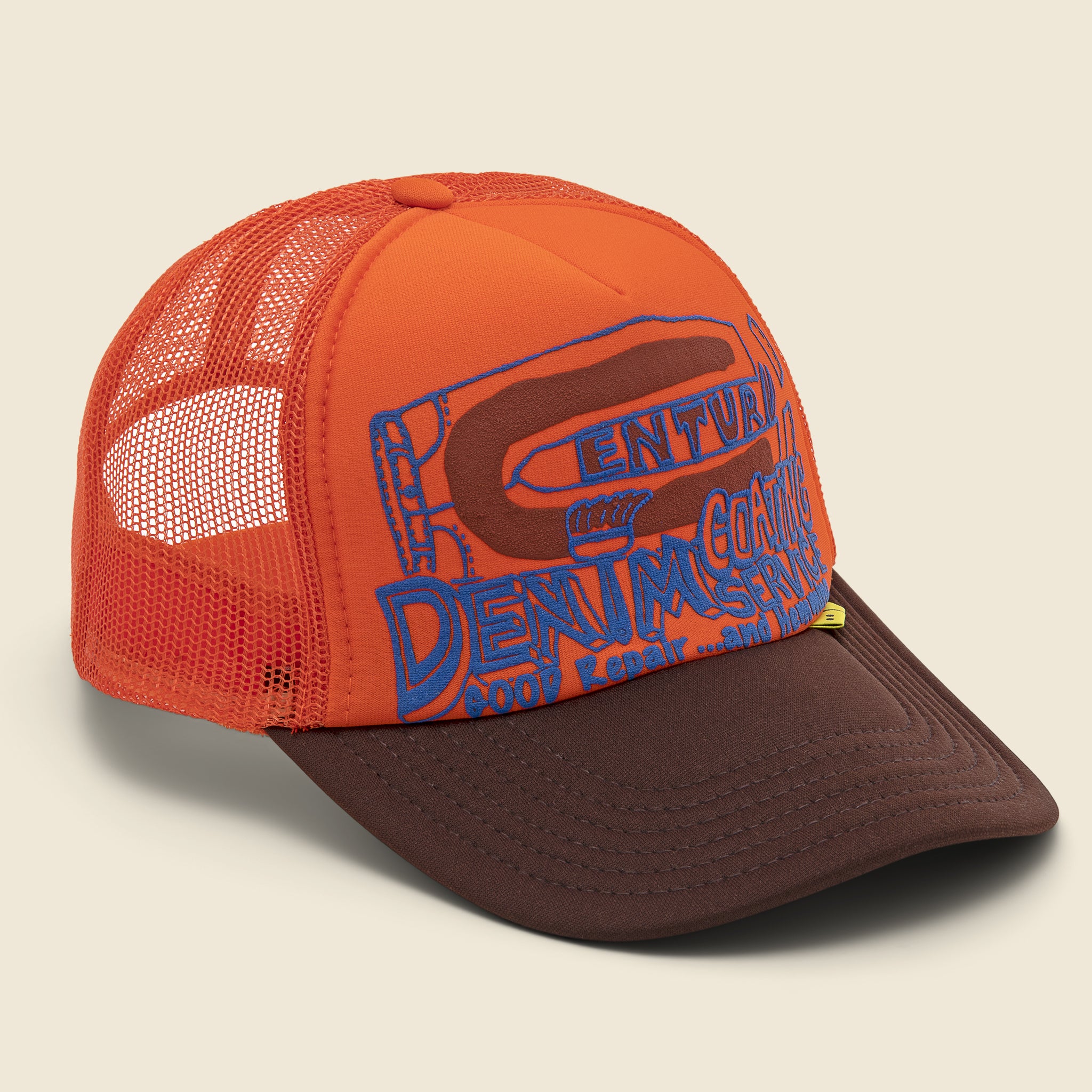 CENTURY DENIM COATING SERVICE Truck Cap - Orange/Blue - Kapital - STAG Provisions - Accessories - Hats