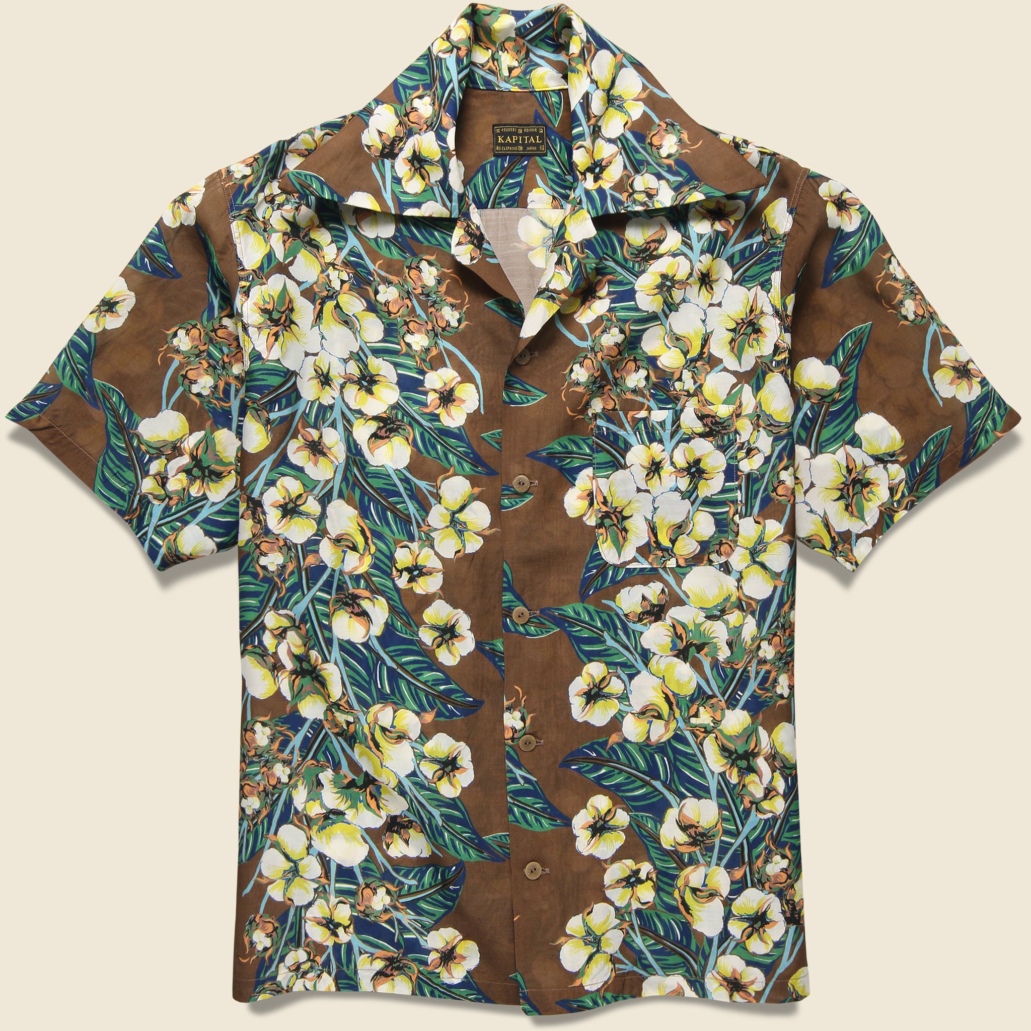 Flower Wrangle Collar Aloha - Brown - Kapital - STAG Provisions - Tops - S/S Woven - Floral