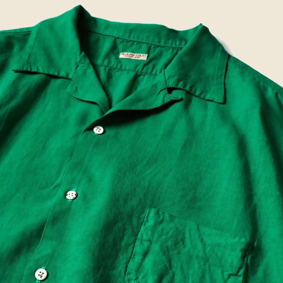 
                          Soft Linen Open Collar BIG Shirt - Green - Kapital - STAG Provisions - W - Tops - S/S Woven
                        