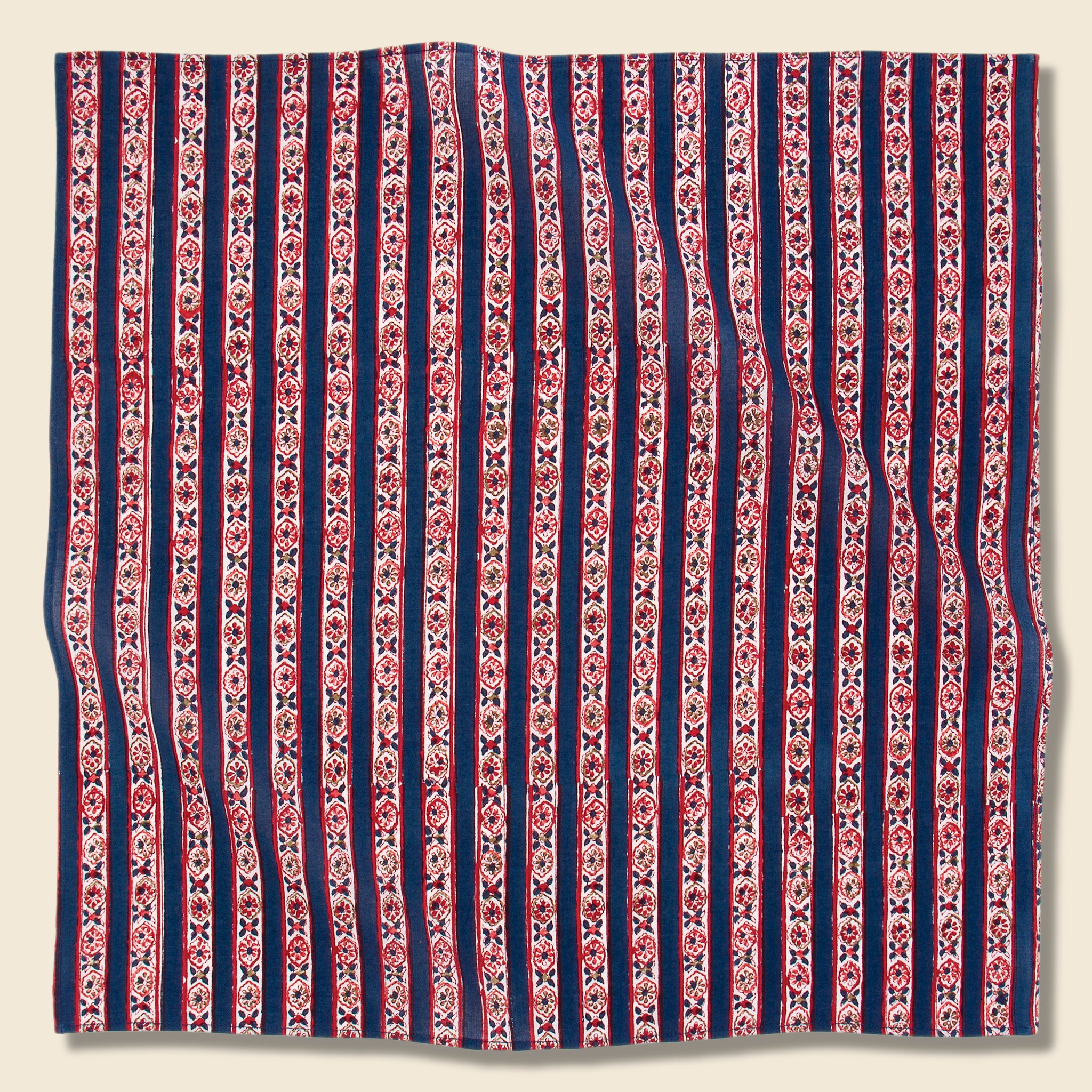 Floral Stripe Block Print Bandana - Blue/Red - Kardo - STAG Provisions - Accessories - Bandanas