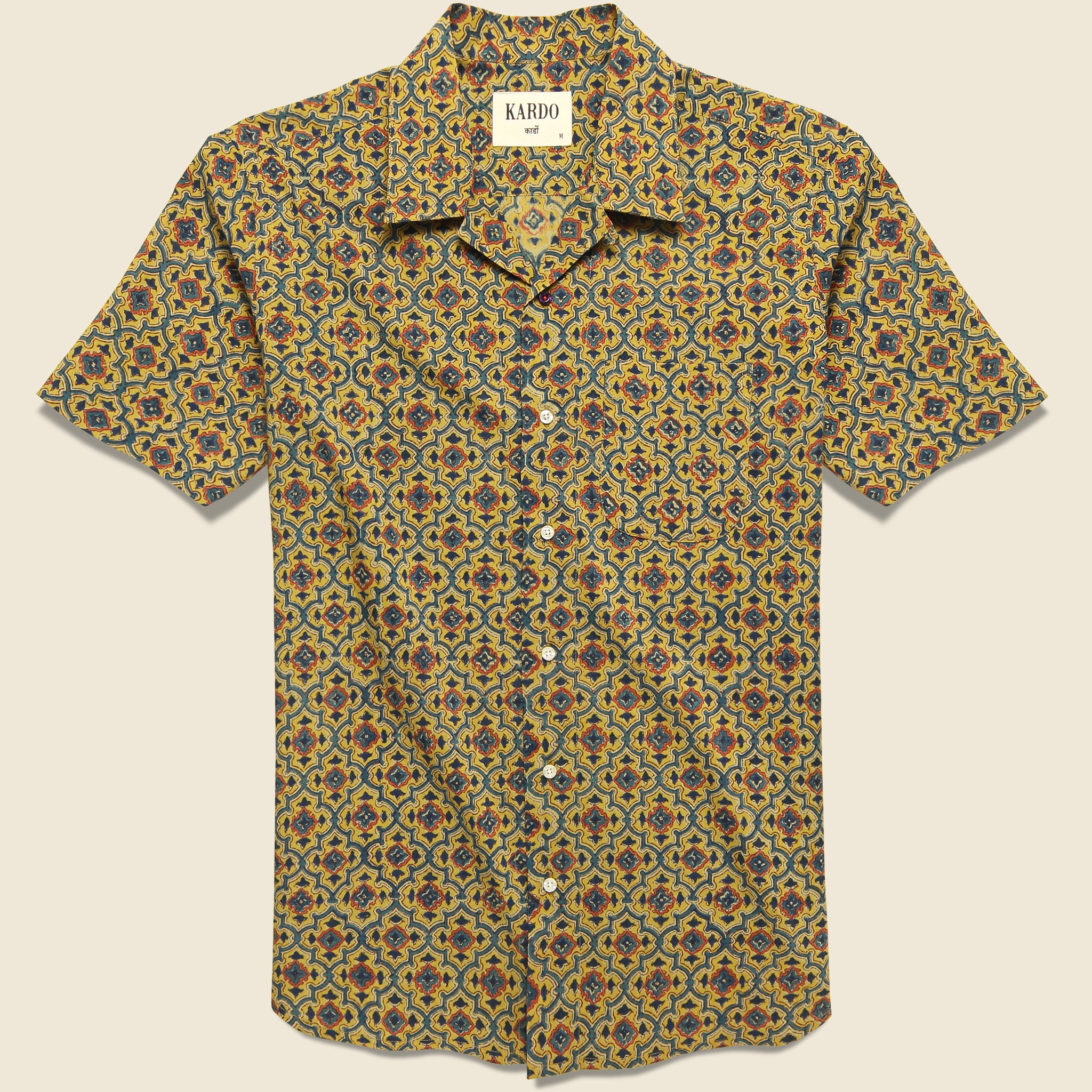 Lamar Block Print Shirt - Gold/Blue - Kardo - STAG Provisions - Tops - S/S Woven - Other Pattern