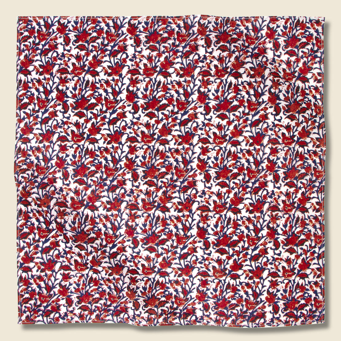 Kardo Block Print Floral Bandana - Red/Blue