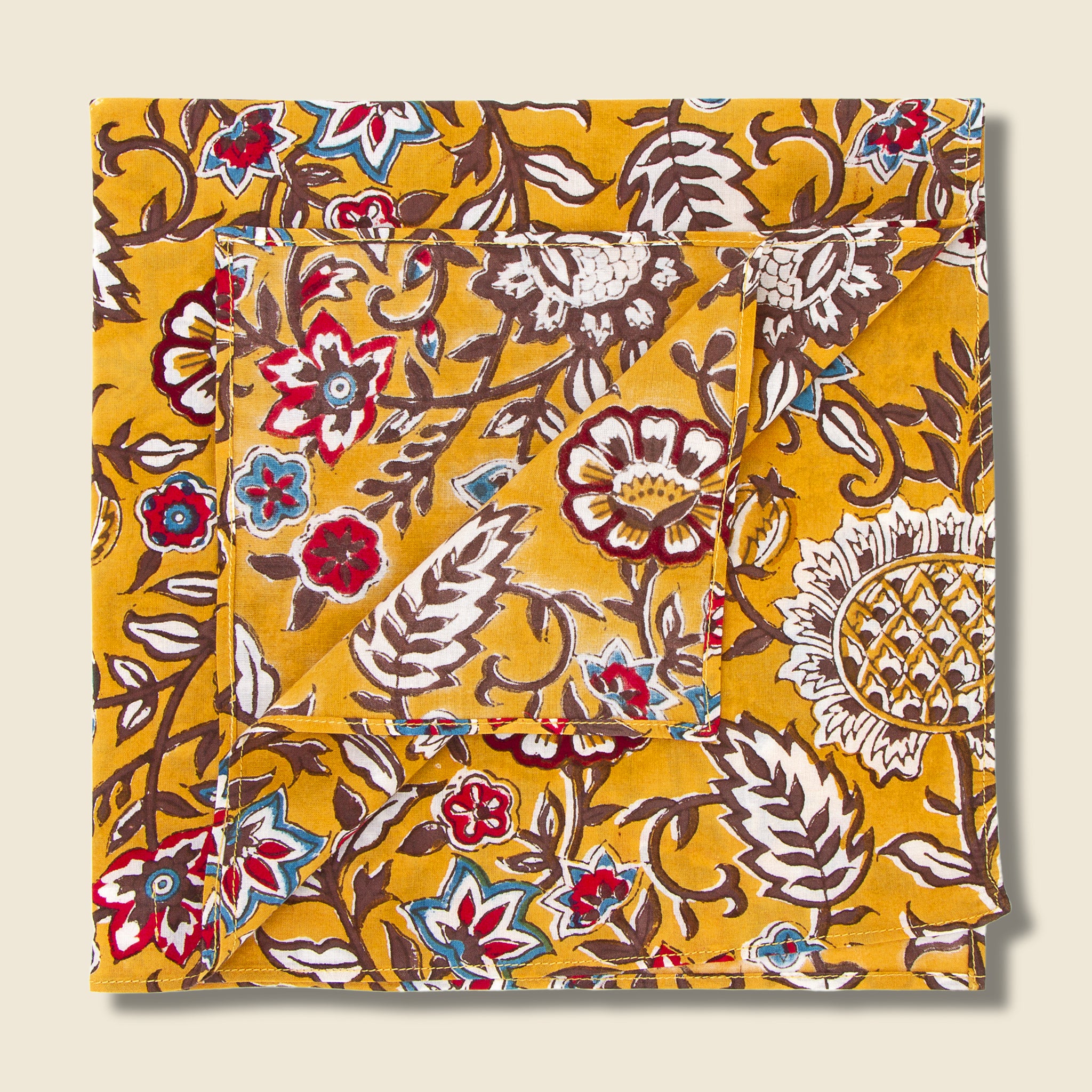 Block Print Floral Bandana  - Yellow - Kardo - STAG Provisions - Accessories - Bandanas