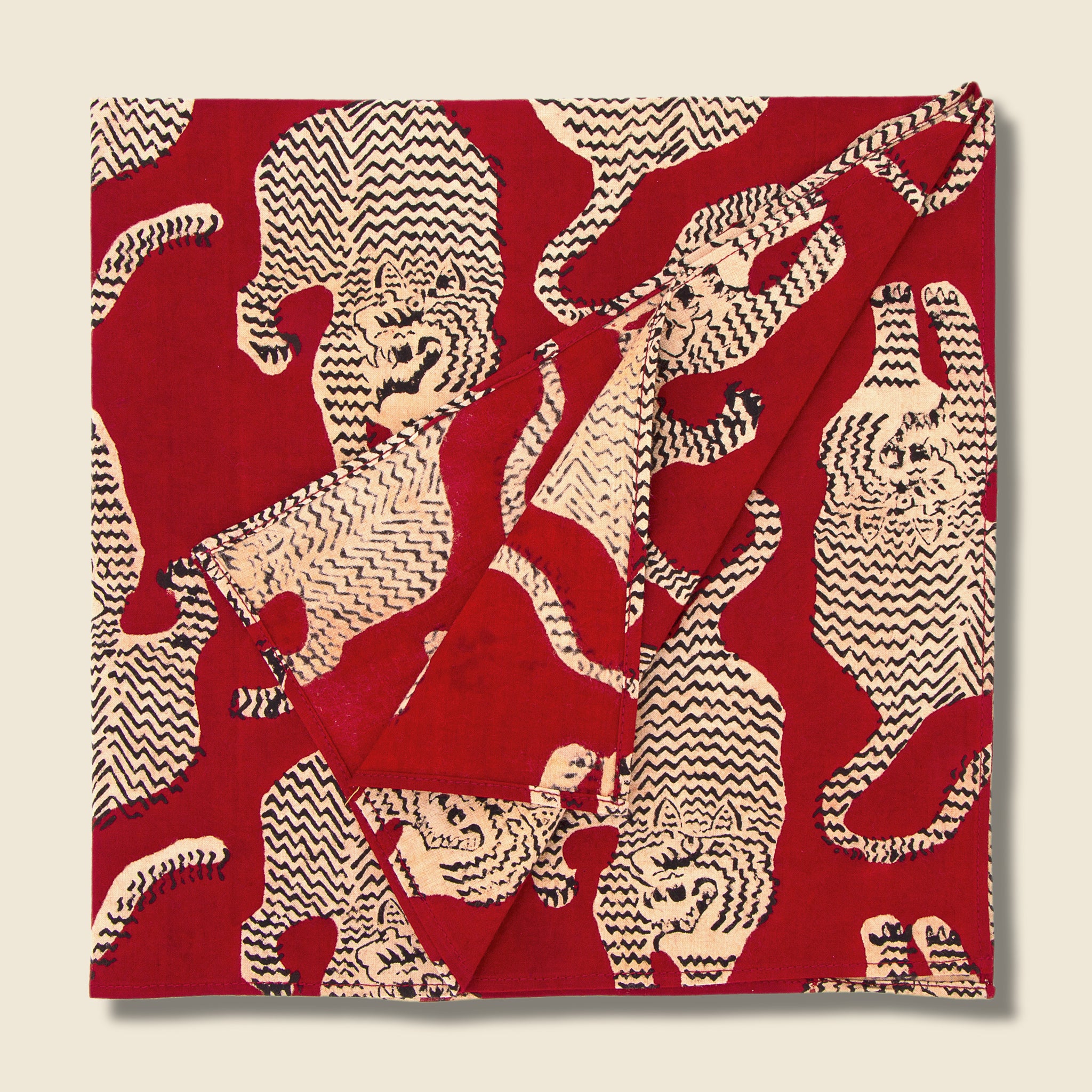 Block Print Tiger Bandana  - Red - Kardo - STAG Provisions - Accessories - Bandanas