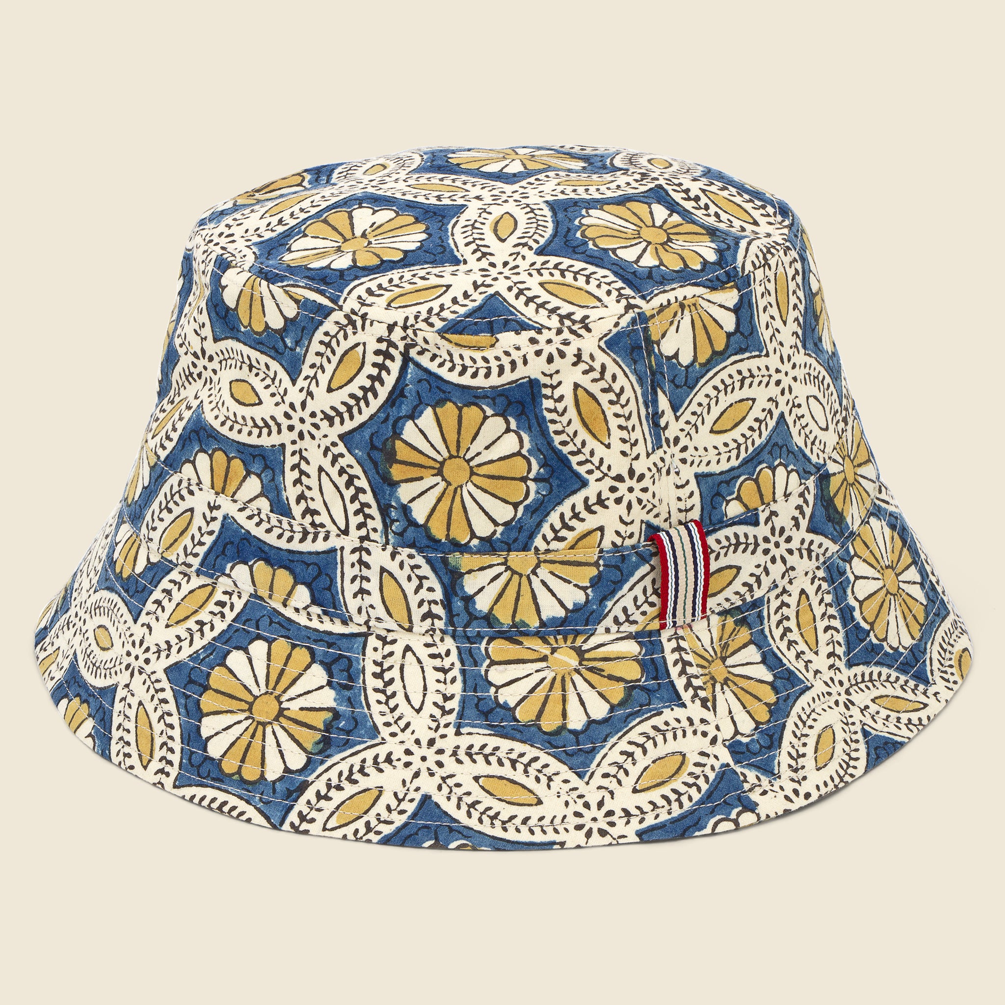 
                          Block Print Reversible Bucket Hat - Gold Indigo Daisy/Blue Leaf - Kardo - STAG Provisions - Accessories - Hats
                        