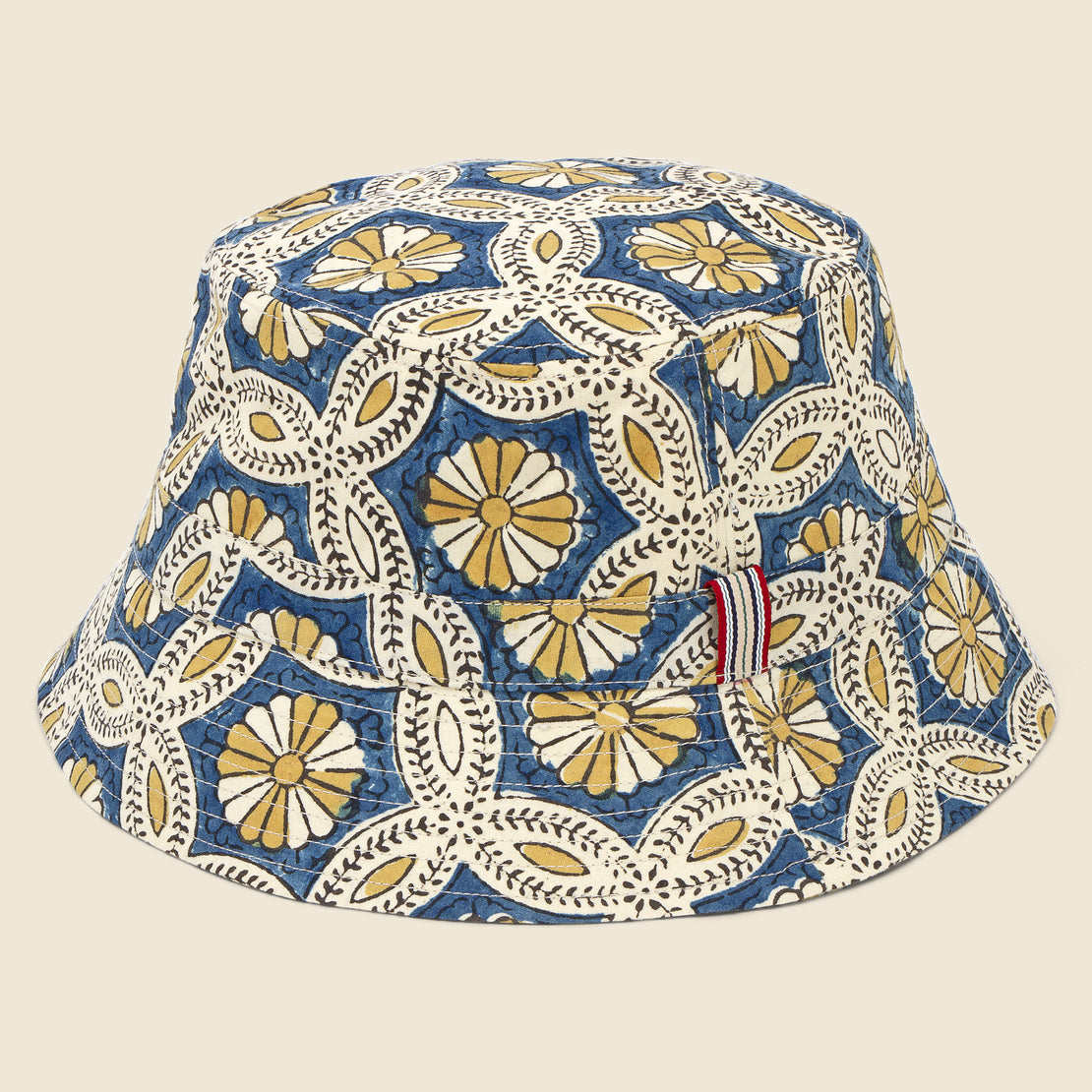 Block Print Reversible Bucket Hat - Gold Indigo Daisy/Blue Leaf - Kardo - STAG Provisions - Accessories - Hats