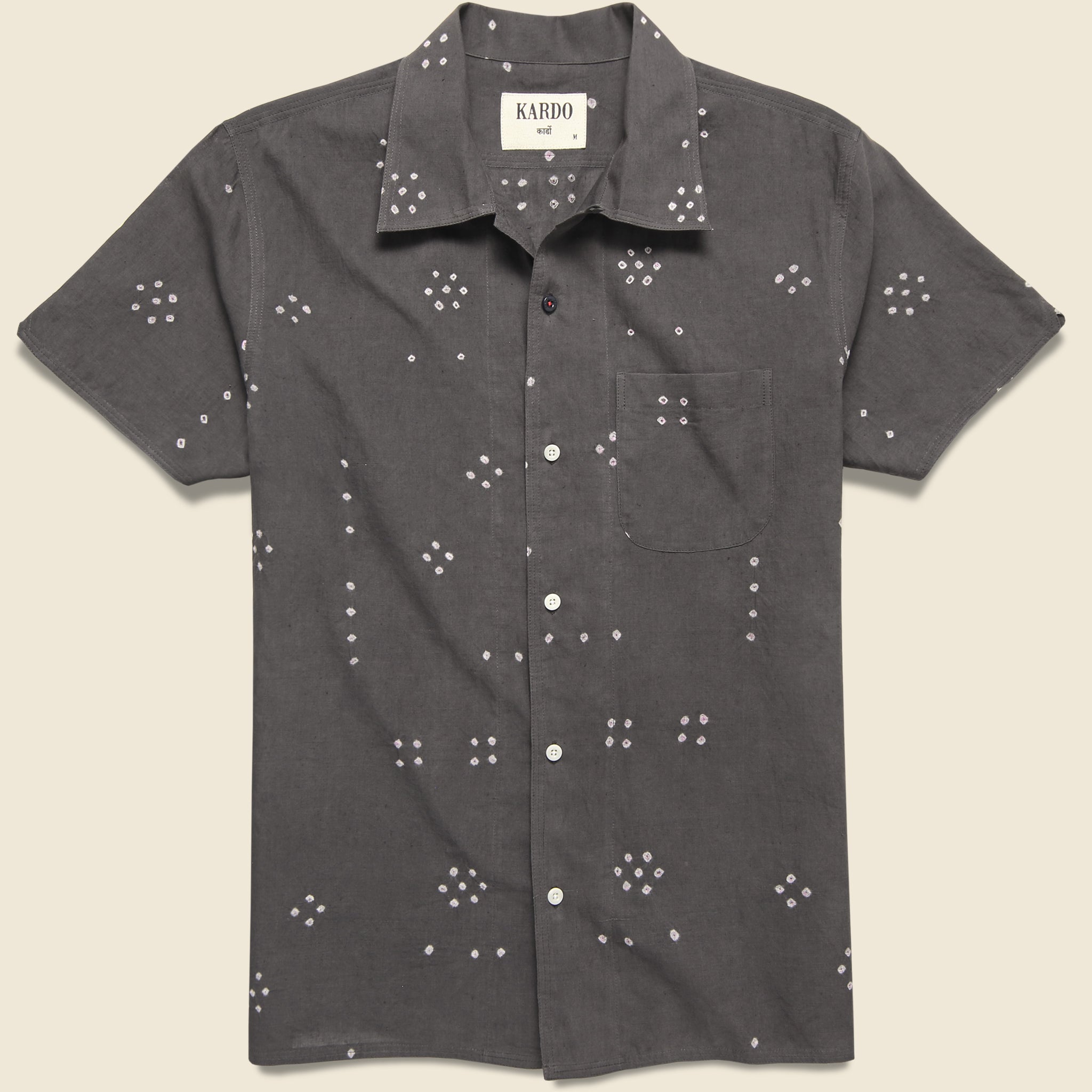 Chintan Bandhani Dot Shirt - Charcoal - Kardo - STAG Provisions - Tops - S/S Woven - Dot