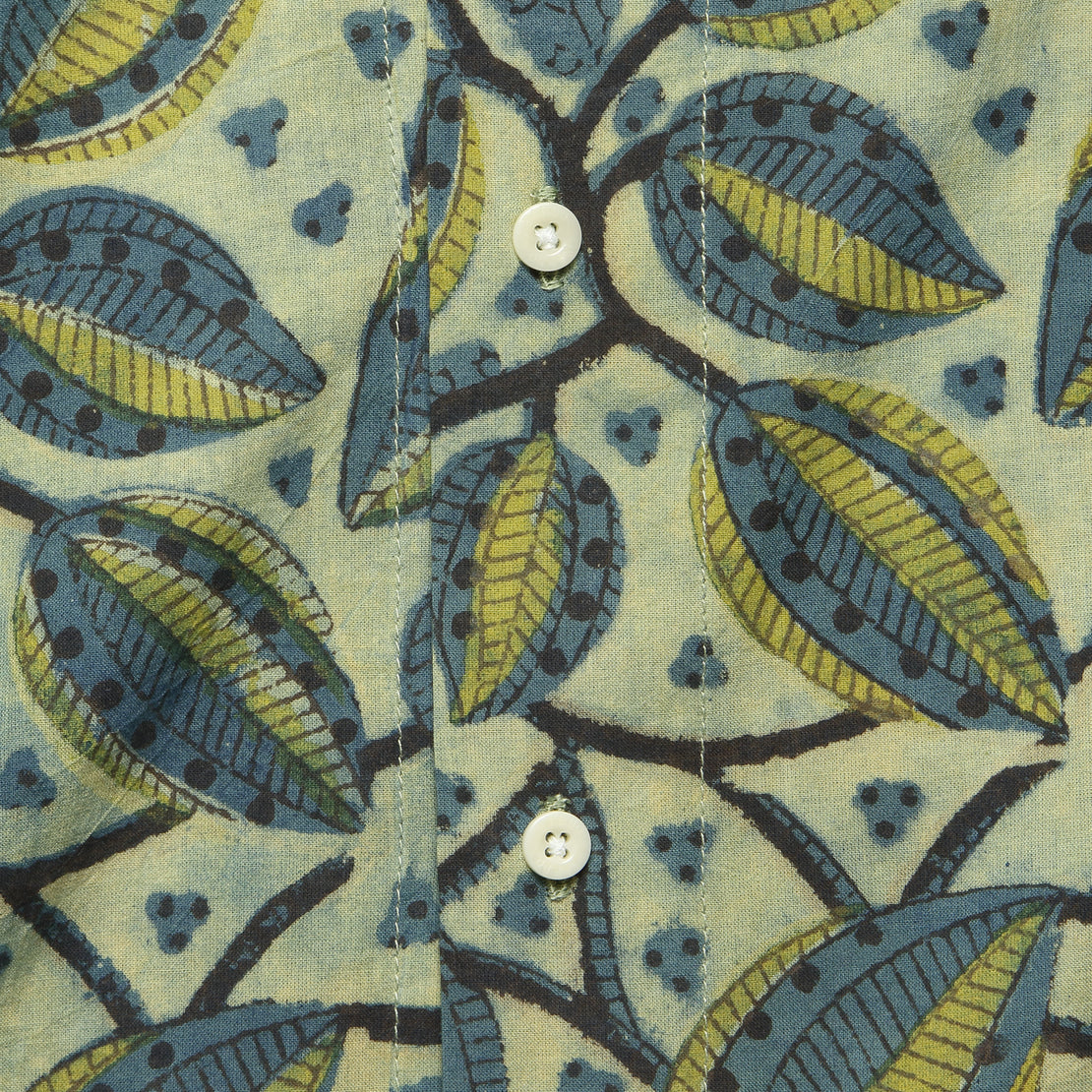 Lamar Block Print Leaf Shirt - Blue - Kardo - STAG Provisions - Tops - S/S Woven - Floral
