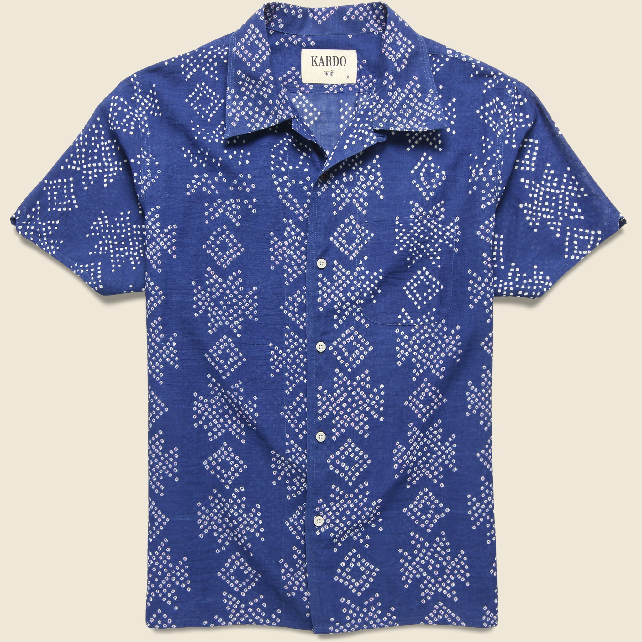 Chintan Bandhani Geo Dot Shirt - Indigo - Kardo - STAG Provisions - Tops - S/S Woven - Other Pattern