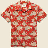 Chintan Block Print Tiger Print Shirt - Red - Kardo - STAG Provisions - Tops - S/S Woven - Other Pattern
