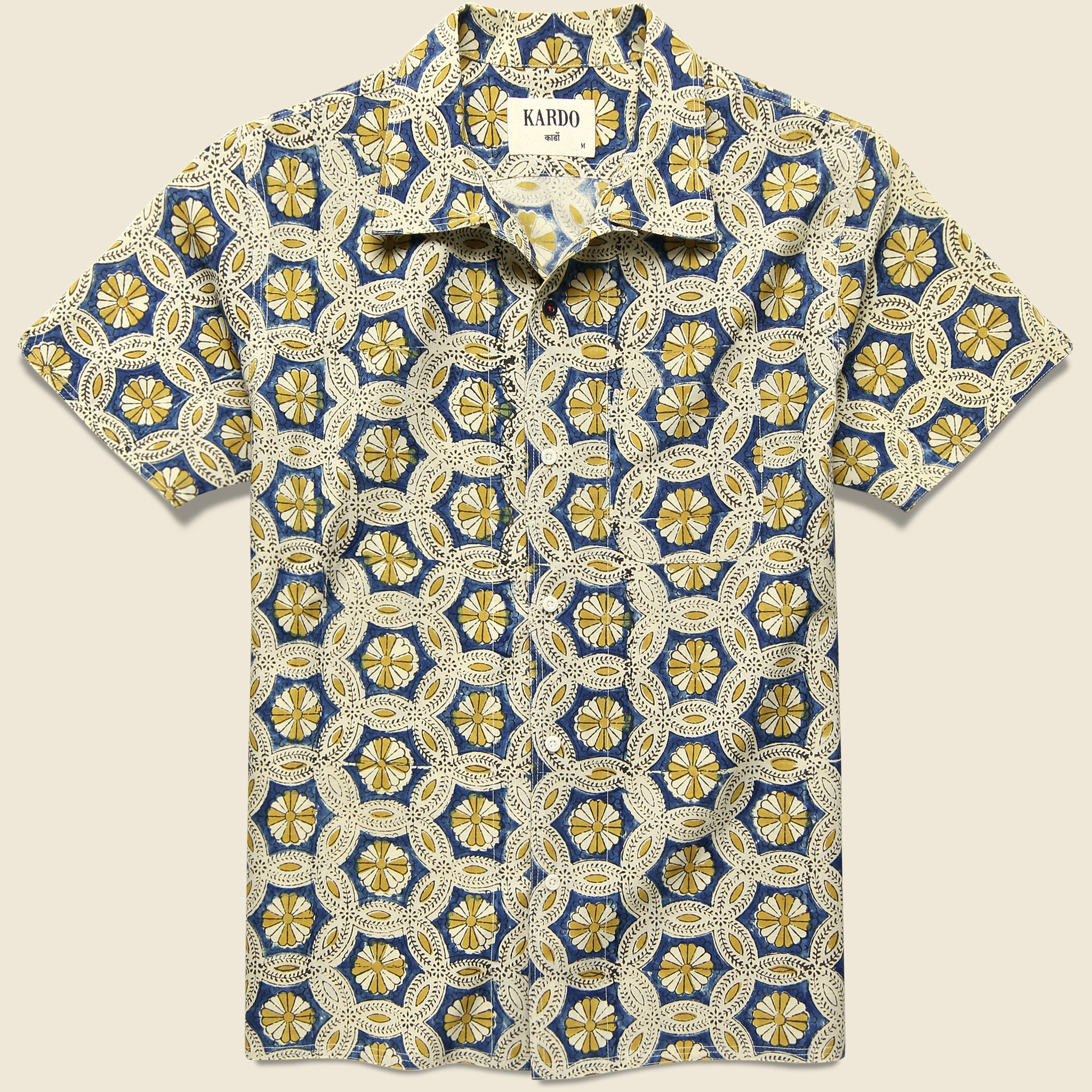 Chintan Block Print Daisy Shirt - Gold/Indigo - Kardo - STAG Provisions - Tops - S/S Woven - Other Pattern