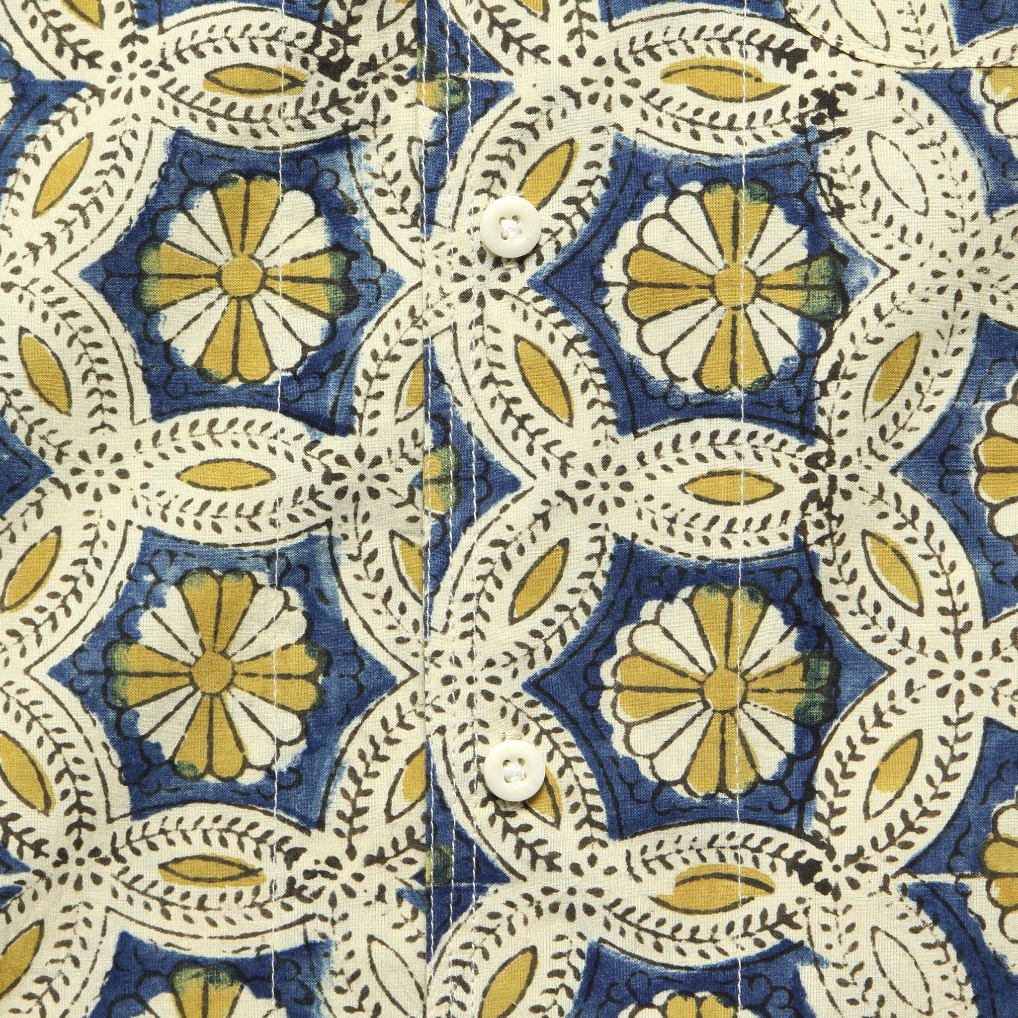 Chintan Block Print Daisy Shirt - Gold/Indigo - Kardo - STAG Provisions - Tops - S/S Woven - Other Pattern