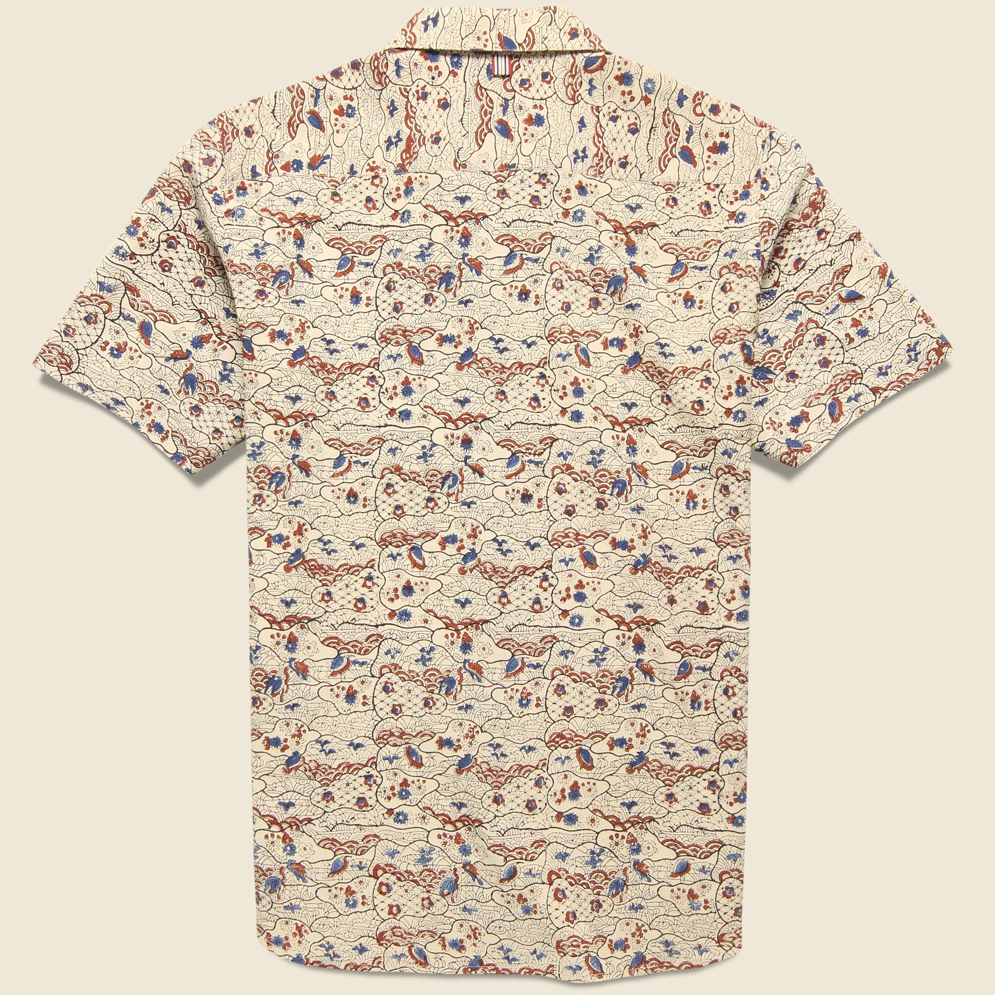 
                          Lamar Block Print Rainbow &amp; Birds Shirt - Tan/Red - Kardo - STAG Provisions - Tops - S/S Woven - Other Pattern
                        