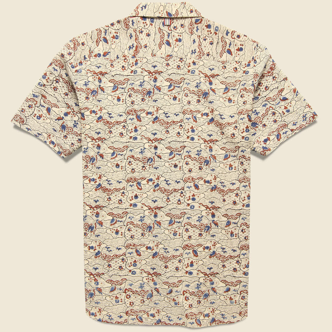 Lamar Block Print Rainbow & Birds Shirt - Tan/Red - Kardo - STAG Provisions - Tops - S/S Woven - Other Pattern