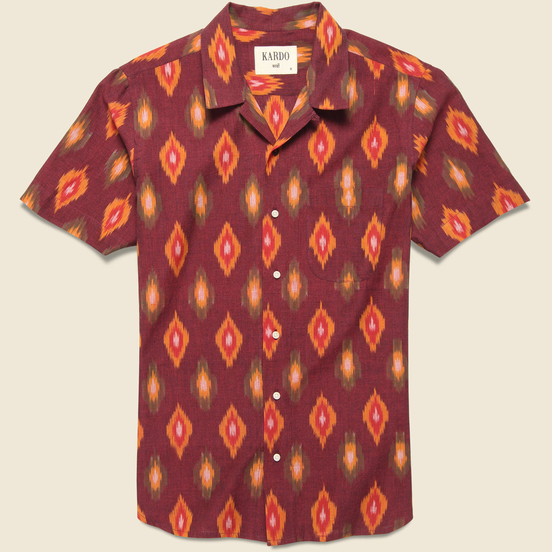Kardo Lamar Ikat Shirt - Burgundy/Orange