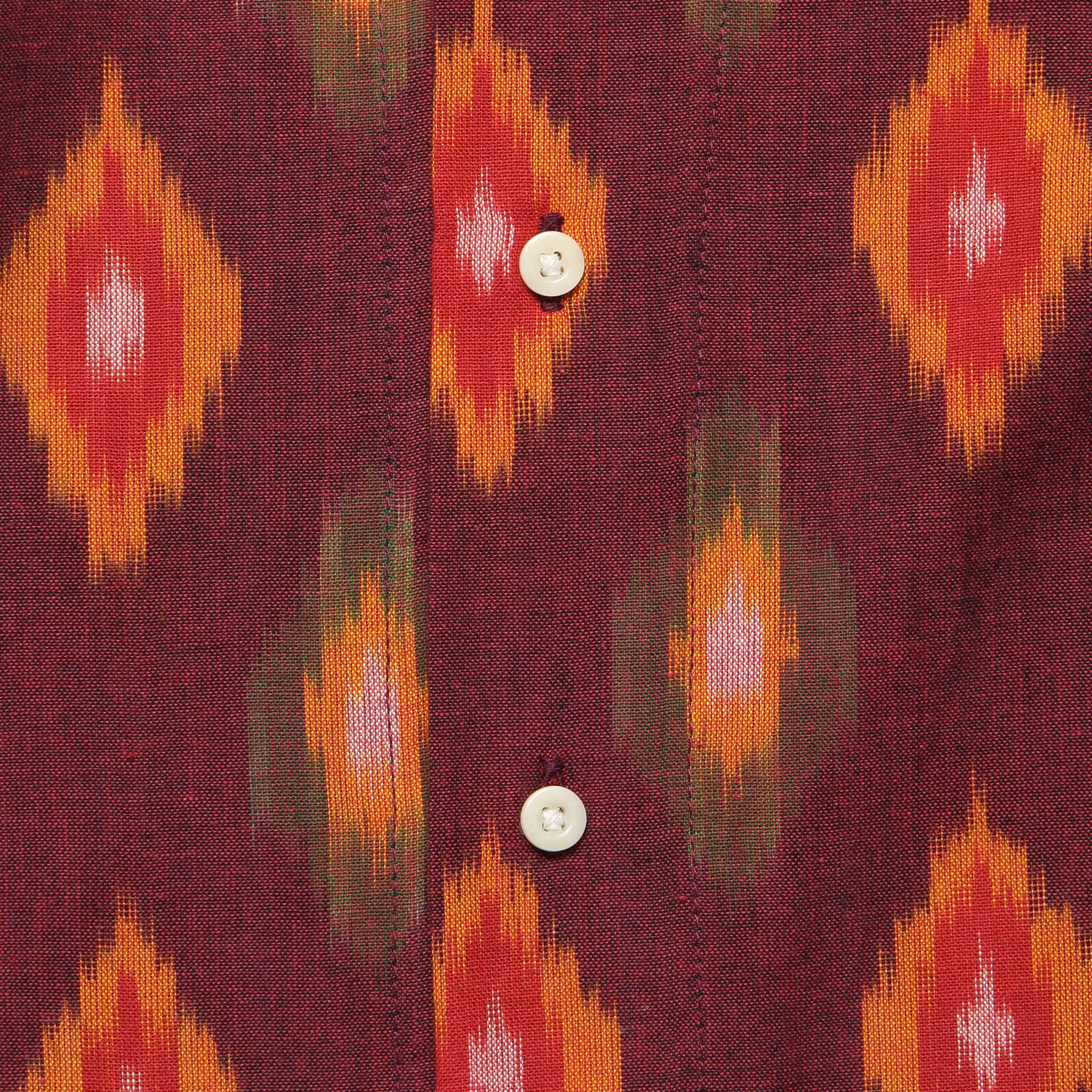 
                          Lamar Ikat Shirt - Burgundy/Orange - Kardo - STAG Provisions - Tops - S/S Woven - Other Pattern
                        