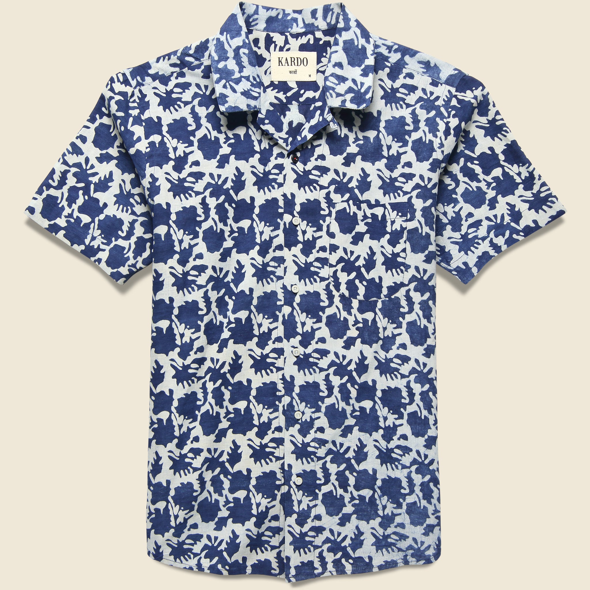 Lamar Block Print Floral Shirt - Indigo/Natural - Kardo - STAG Provisions - Tops - S/S Woven - Floral