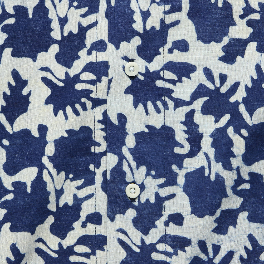 Lamar Block Print Floral Shirt - Indigo/Natural - Kardo - STAG Provisions - Tops - S/S Woven - Floral