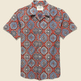 Lamar Block Print Tile Shirt - Red/Blue - Kardo - STAG Provisions - Tops - S/S Woven - Other Pattern