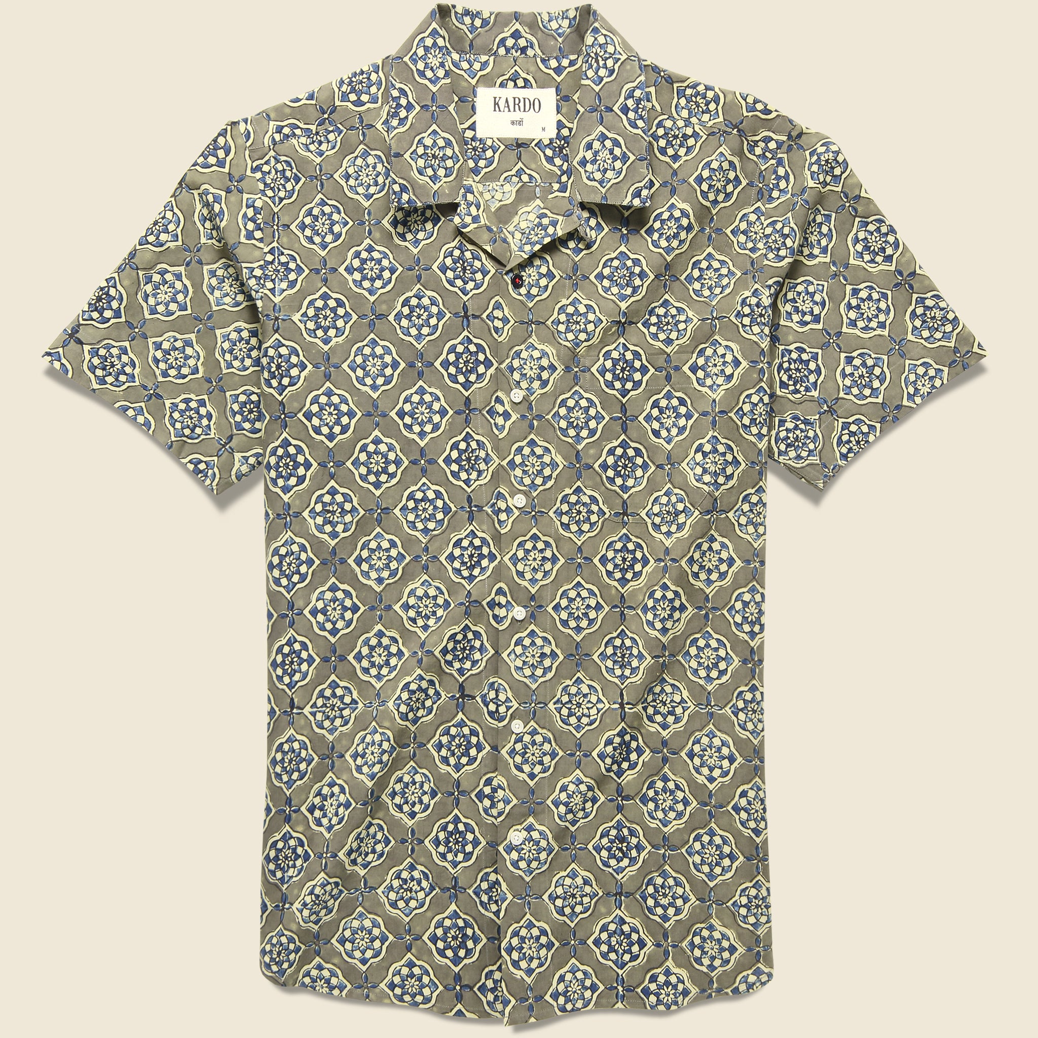 Lamar Block Print Tile Shirt - Grey/Blue - Kardo - STAG Provisions - Tops - S/S Woven - Other Pattern