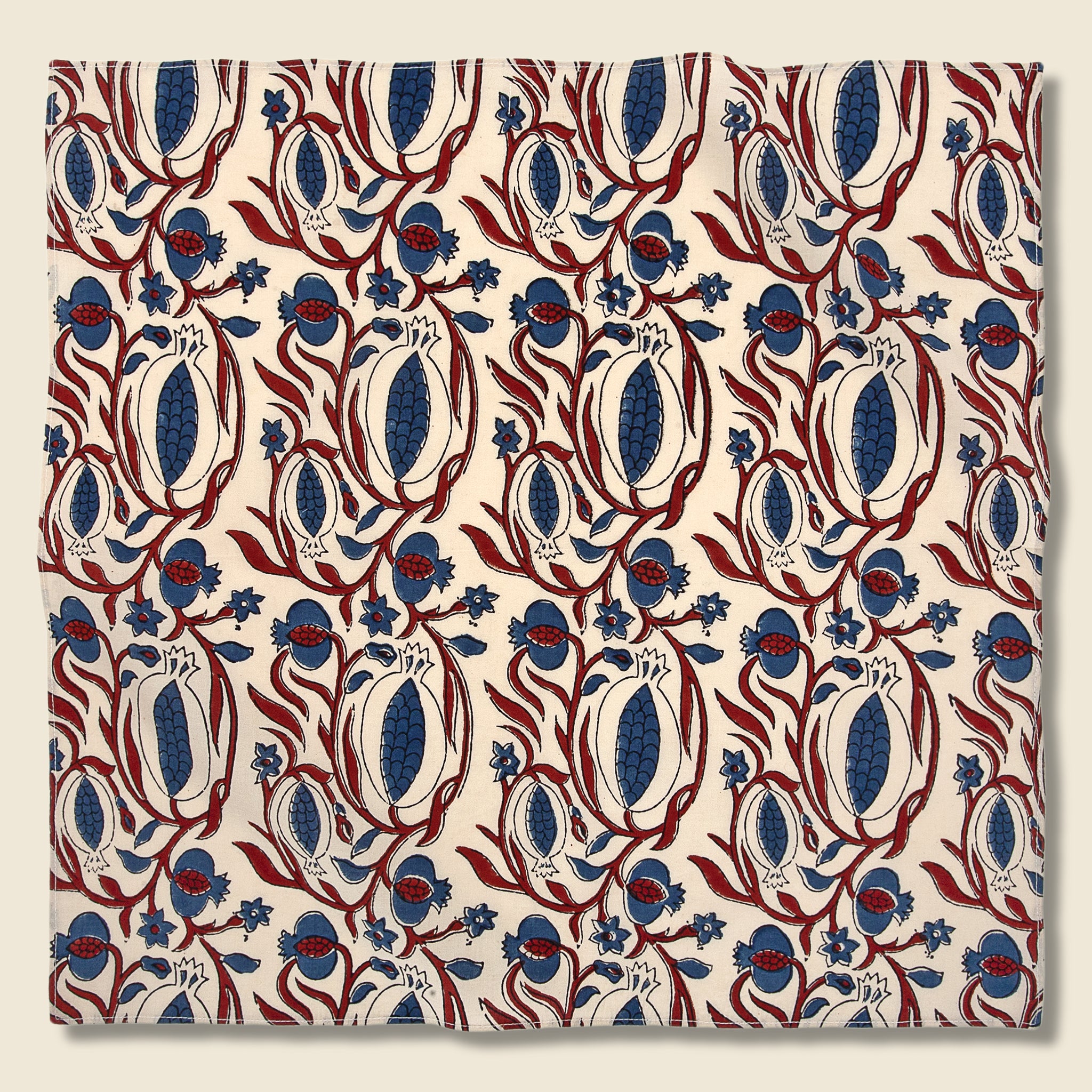 Floral Vine Block Print Bandana - White/Red/Blue - Kardo - STAG Provisions - Accessories - Bandanas