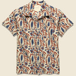 Chintan Floral Vine Block Print Shirt - White/Red/Blue - Kardo - STAG Provisions - Tops - S/S Woven - Floral