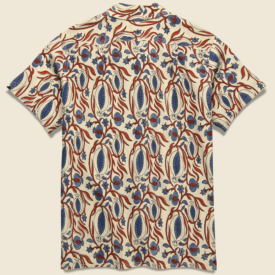 Chintan Floral Vine Block Print Shirt - White/Red/Blue - Kardo - STAG Provisions - Tops - S/S Woven - Floral