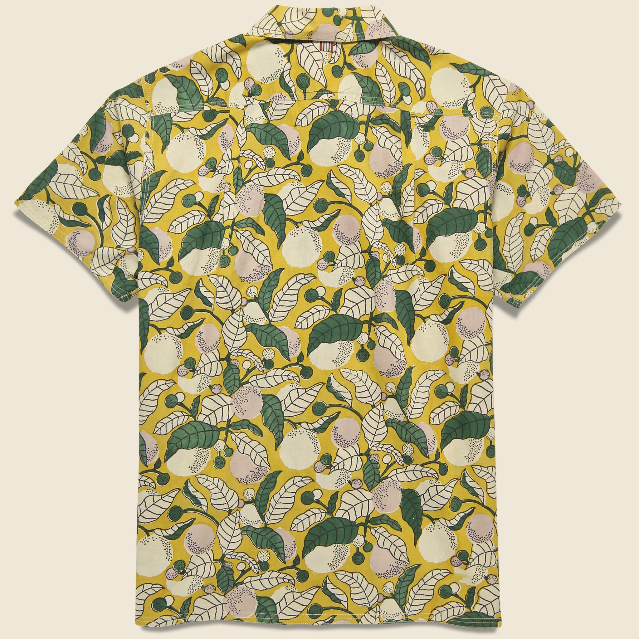 
                          Chintan Floral Leaf Block Print Shirt - Gold/Green - Kardo - STAG Provisions - Tops - S/S Woven - Floral
                        