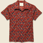 Chintan Ajrakh Floral Block Print Shirt - Red/Blue - Kardo - STAG Provisions - Tops - S/S Woven - Floral